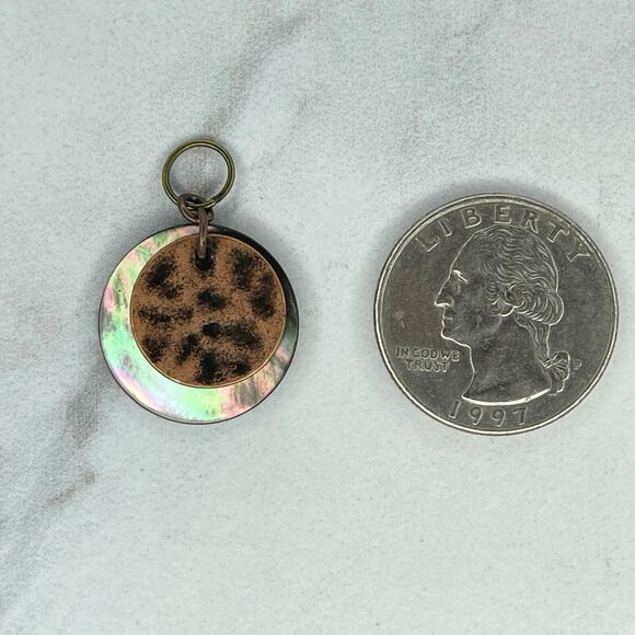 Hammered Metal Abalone Shell Upcycled Pendant Charm - Picture 2 of 5